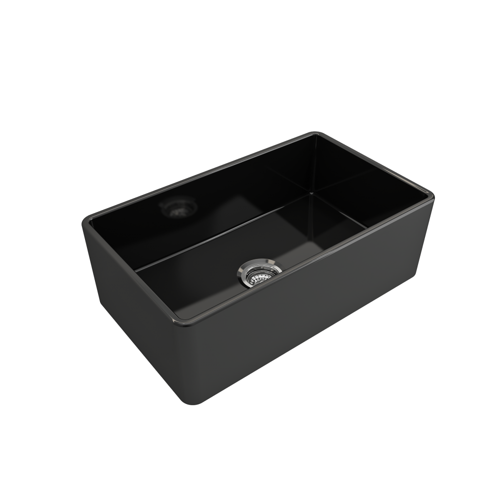 Farmhouse Apron Front Fireclay 30 in. Single Bowl Kitchen Sink with Protective Bottom Grid and Strainer in Black