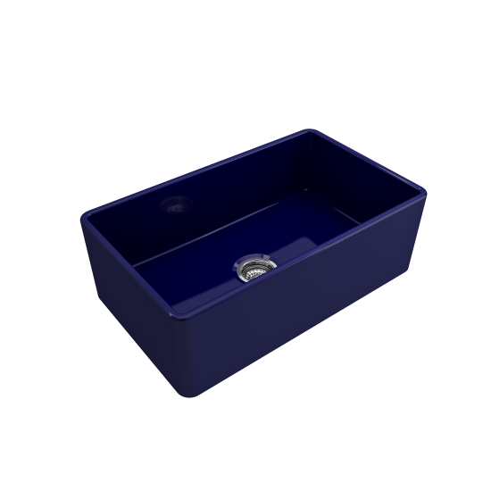 Farmhouse Apron Front Fireclay 30 in. Single Bowl Kitchen Sink with Protective Bottom Grid and Strainer in Sapphire Blue