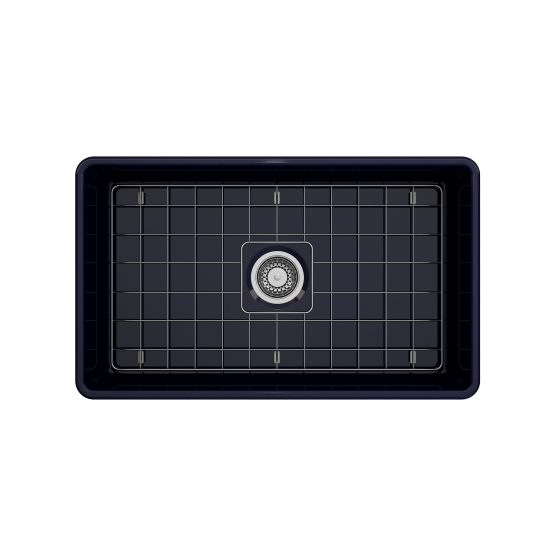 Farmhouse Apron Front Fireclay 30 in. Single Bowl Kitchen Sink with Protective Bottom Grid and Strainer in Sapphire Blue