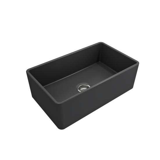 Farmhouse Apron Front Fireclay 30 in. Single Bowl Kitchen Sink with Protective Bottom Grid and Strainer in Matte Dark Gray