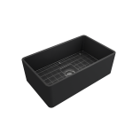 Farmhouse Apron Front Fireclay 30 in. Single Bowl Kitchen Sink with Protective Bottom Grid and Strainer in Matte Dark Gray