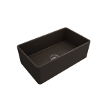 Farmhouse Apron Front Fireclay 30 in. Single Bowl Kitchen Sink with Protective Bottom Grid and Strainer in Matte Brown