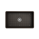 Farmhouse Apron Front Fireclay 30 in. Single Bowl Kitchen Sink with Protective Bottom Grid and Strainer in Matte Brown