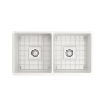 Farmhouse Apron Front Fireclay 33 in. Double Bowl Kitchen Sink with Protective Bottom Grids and Strainers in White