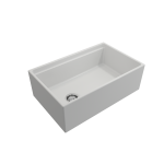 Apron Front Step Rim with Integrated Work Station Fireclay 30 in. Single Bowl Kitchen Sink with Accessories in Matte White