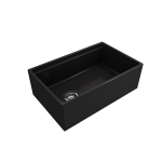 Apron Front Step Rim with Integrated Work Station Fireclay 30 in. Single Bowl Kitchen Sink with Accessories in Matte Black