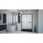 Infinity-Z 36 in. D x 48 in. W x 74 3/4 in. H Clear Sliding Shower Door in Satin Black and Center Drain Black Base