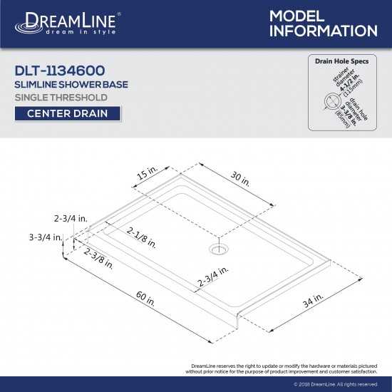 Infinity-Z 34 in. D x 60 in. W x 74 3/4 in. H Clear Sliding Shower Door in Satin Black, Center Drain Biscuit Base