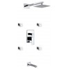 Brass Shower Set With 8" Square Rain Shower, 4 Body Jets and Tub Filler