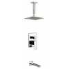 Brass Shower Set With 8" Ceiling Mount Square Rain Shower and Tub Filler