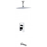 Brass Shower Set With 12" Ceiling Mount Square Rain Shower and Tub Filler