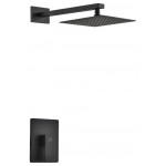 Aqua Piazza Matte Black Shower Set With 8" Square Rain Shower