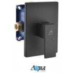 Aqua Piazza Matte Black Shower Set With 8" Square Rain Shower