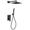 Aqua Piazza Matte Black Shower Set with12" Square Rain Shower and Handheld