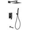Matte Black Shower Set With 8" Square Rain Shower, Tub Filler and Handheld