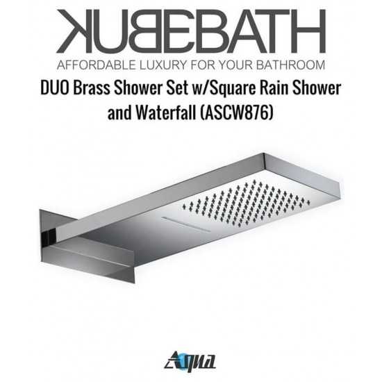 Aqua DUO Brass Shower Set With Square Rain Shower and Waterfall