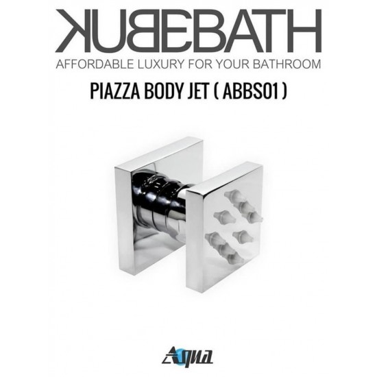 Aqua DUO Brass Shower Set With Square Rain Shower and Waterfall and 4 Body Jets