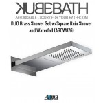 Aqua DUO Brass Shower Set With Square Rain Shower and Waterfall and 4 Body Jets