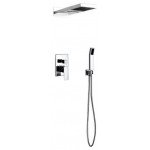 Aqua DUO Brass Shower Set With Square Rain Shower and Waterfall and Handheld