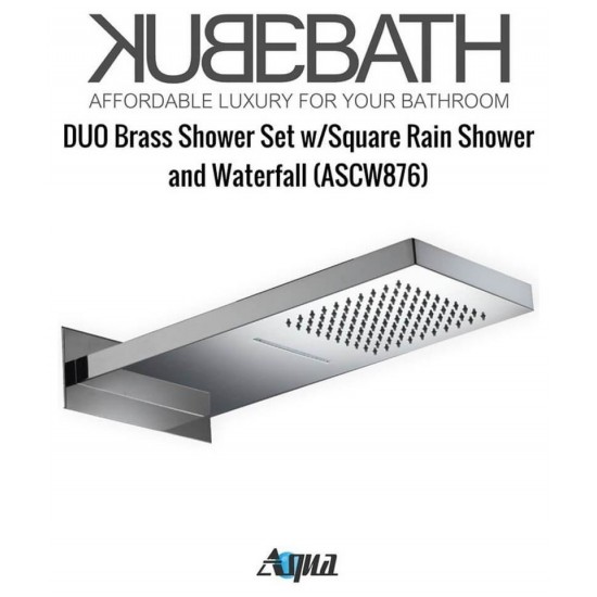 Aqua DUO Brass Shower Set With Square Rain Shower and Waterfall and Handheld