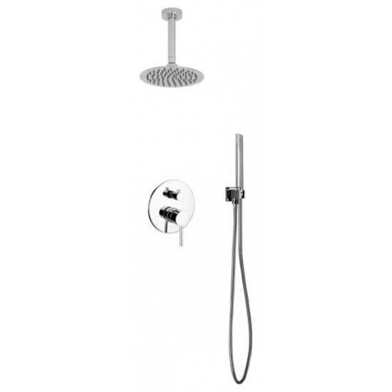 Aqua Rondo Shower Set With 8" Ceiling Mount Square Rain Shower and Handheld