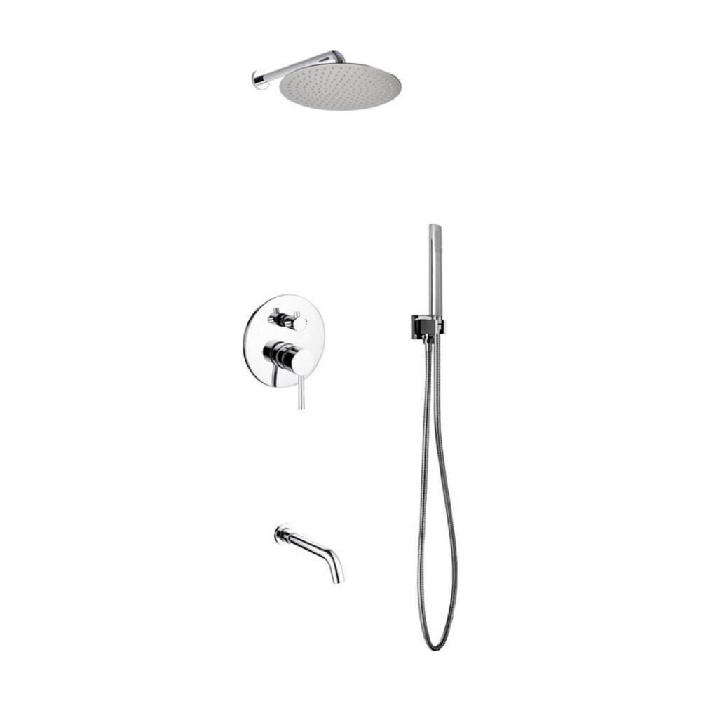 Aqua Rondo Shower Set With 12" Rain Shower, Handheld and Tub Filler