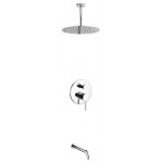 Aqua Rondo Shower Set With Ceiling Mount 12" Rain Shower and Tub Filler