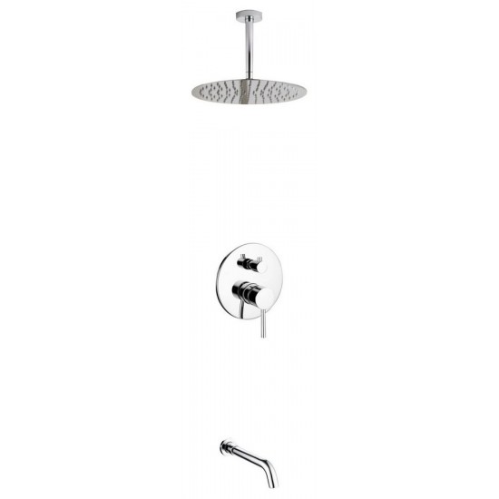 Aqua Rondo Shower Set With Ceiling Mount 12" Rain Shower and Tub Filler