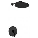 Aqua Rondo Matte Black Shower Set, 12" Rain Shower