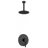 Aqua Rondo Matte Black Shower Set, Ceiling Mount 8" Rain Shower Head