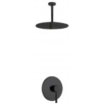 Aqua Rondo Matte Black Shower Set With Ceiling Mount 12" Rain Shower Head