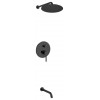 Aqua Rondo Matte Black Shower Set, 12" Rain Shower and Tub Filler