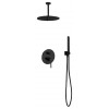 Aqua Rondo Matte Black Shower Set With Ceiling Mount 12" Rain Shower and Handhel