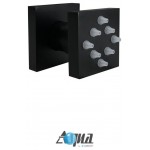 Aqua Piazza Matte Black Shower Set, 8" Square Rain Shower, 4 Body Jets, Tub Fill