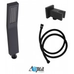 Matte Black Shower Set,12" Ceiling Mount Square Rain Shower, 4 Body Jets, Handhe