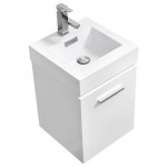 Bliss 16" High Gloss White Wall Mount Modern Bathroom Vanity