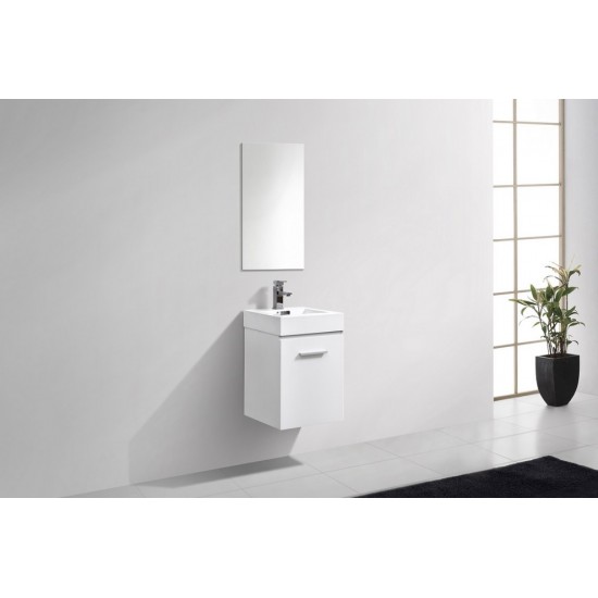 Bliss 16" High Gloss White Wall Mount Modern Bathroom Vanity
