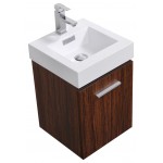 Bliss 16" Walnut Wall Mount Modern Bathroom Vanity