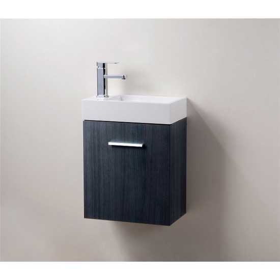 Bliss 18" Wall Mount Modern Bathroom Vanity, Gray Oak