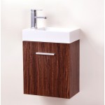 Bliss 18" Wall Mount Modern Bathroom Vanity, Walnut