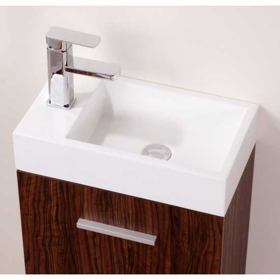 Bliss 18" Wall Mount Modern Bathroom Vanity, Walnut