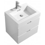 Bliss 24" High Gloss White Wall Mount Modern Bathroom Vanity