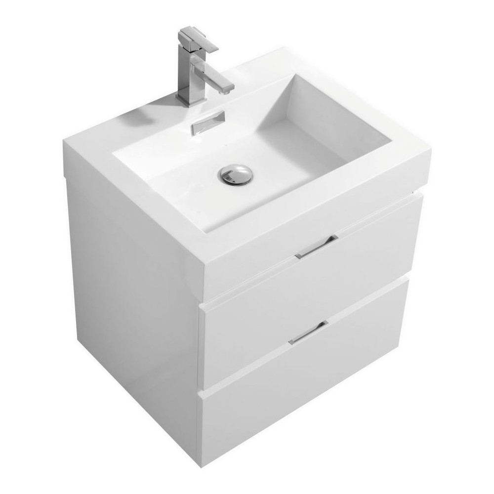 Bliss 24" High Gloss White Wall Mount Modern Bathroom Vanity