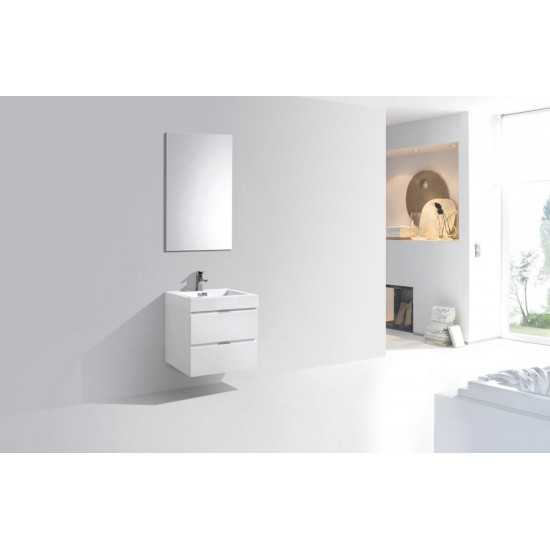 Bliss 24" High Gloss White Wall Mount Modern Bathroom Vanity