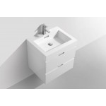 Bliss 24" High Gloss White Wall Mount Modern Bathroom Vanity