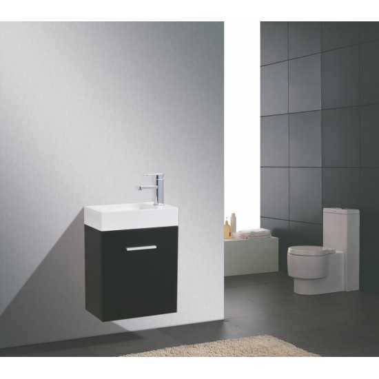 Bliss 18" Wall Mount Modern Bathroom Vanity, Black
