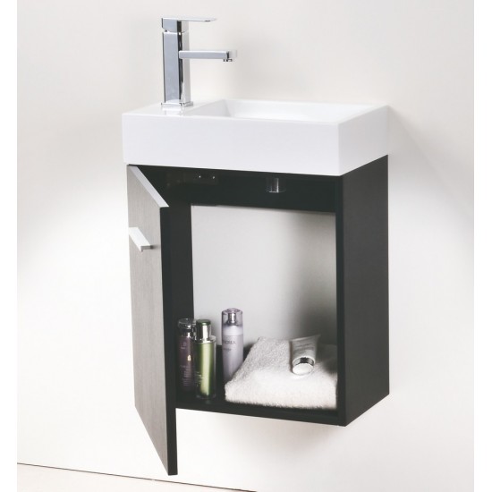 Bliss 18" Wall Mount Modern Bathroom Vanity, Black