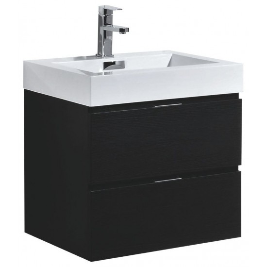 Bliss 24" Black Wall Mount Modern Bathroom Vanity