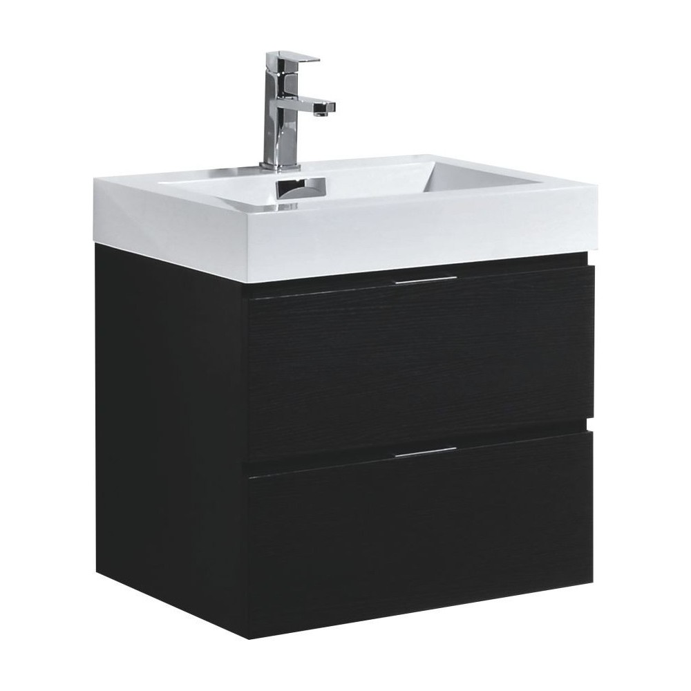 Bliss 24" Black Wall Mount Modern Bathroom Vanity