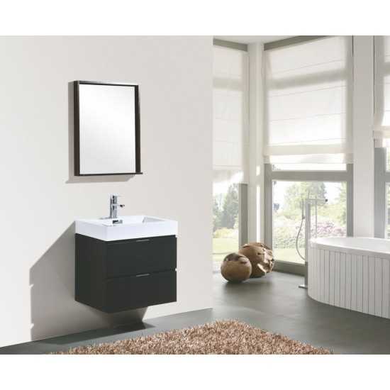 Bliss 24" Black Wall Mount Modern Bathroom Vanity